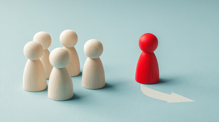 Leadership and Team Concept with Wooden Figures