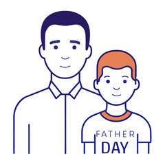Father and son vector on white background.