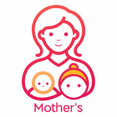 Mother and child vector on white background.