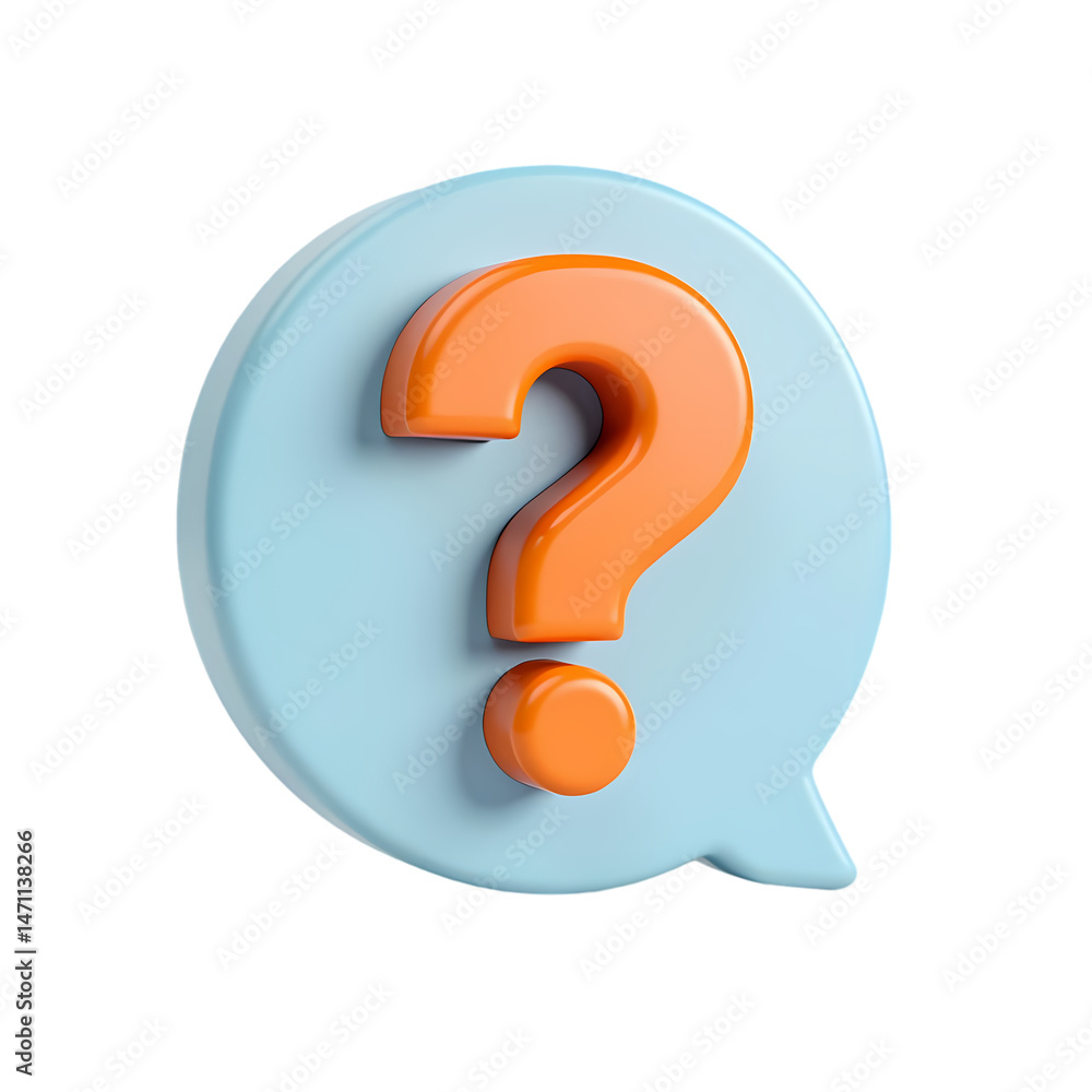 Poster 3d question mark icon faq help inquiry support query riddle puzzle isolated on transparent backgroun