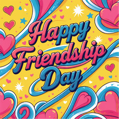 Happy friendship day celebration with a vintage design, offering a percent off sale sticker for a fun friendship day party