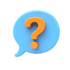 3D Question Mark in Speech Bubble FAQs Queries and Answers isolated on transparent background