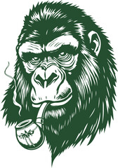 gorilla smoking with pipe gangster style
