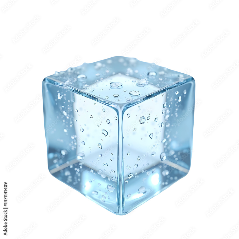 Poster ice cube highresolution stock photo of a crystal clear ice cube isolated on transparent background