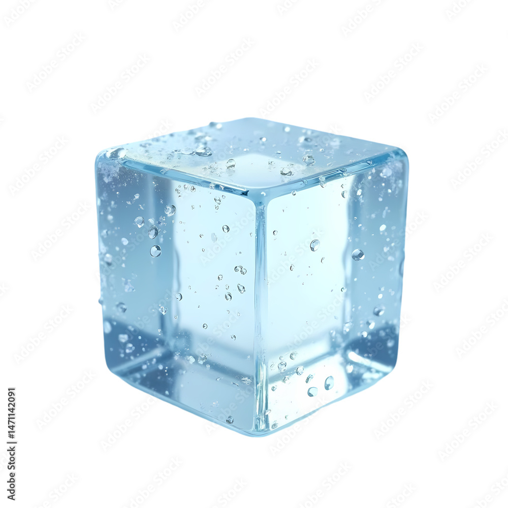 Poster crystalclear ice cube a stunning highresolution image isolated on transparent background