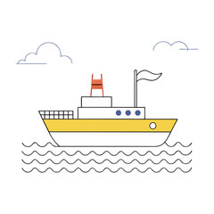  Cargo Ship Vector , Minimalist Yellow and White Marine Vessel