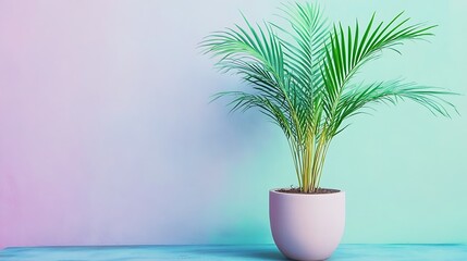 Obraz premium Pastel Palm Plant Potted Minimal.