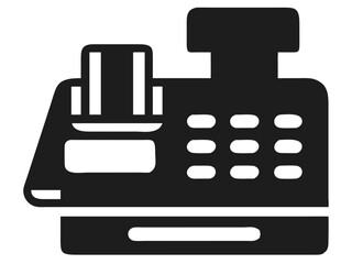 Vector icon of a modern cash register with credit card reader for business transactions
