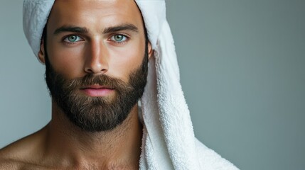 A young man with dark, tousled hair is applying shaving cream to his face while looking at the camera.