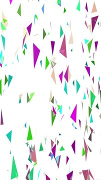 Konfetti-Dreiecke Bunte vor wei&szlig;em Hintergrund f&uuml;r lebendige Designs. Geeignet f&uuml;r Hintergr&uuml;nde, Muster, Drucke, Einladungen, Karten und digitale Kunstprojekte.