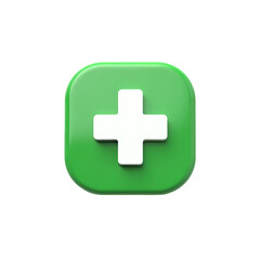 Obraz premium Green Plus Sign A 3D Medical Icon for Your Design isolated on transparent background