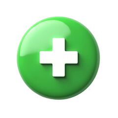 Green Plus Button Medical Add Positive Icon isolated on transparent background