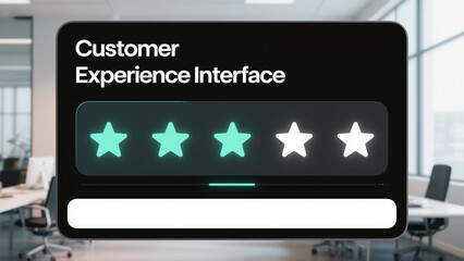 Customer Experience Interface with Star Rating on Digital Touchscreen