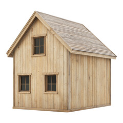 Wooden House with Simple Design and Natural Finish Isolated on transparent background