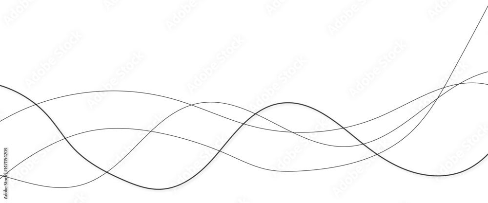 Poster thin wavy line abstract background. wavy line horizontal divider outline minimalist background. abst