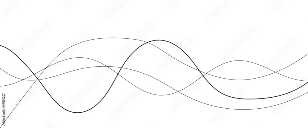 Poster thin wavy line abstract background. wavy line horizontal divider outline minimalist background. abst