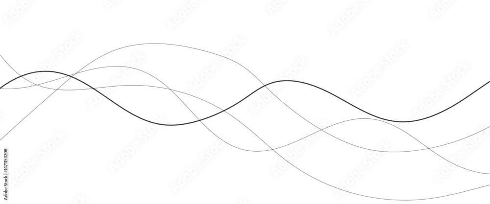 Poster technology abstract lines on white background. undulate grey wave swirl, frequency sound wave, twist