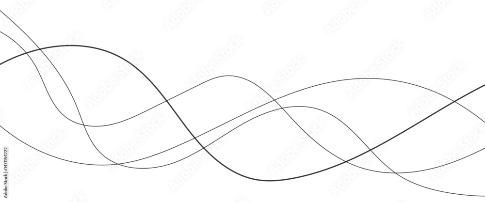 Poster technology abstract lines on white background. undulate grey wave swirl, frequency sound wave, twist