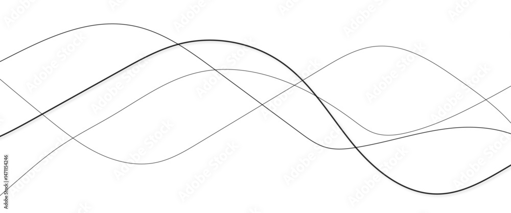 Poster technology abstract lines on white background. undulate grey wave swirl, frequency sound wave, twist