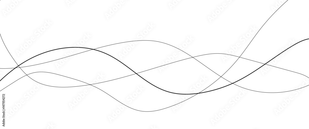 Poster technology abstract lines on white background. undulate grey wave swirl, frequency sound wave, twist