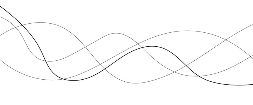 Abstract wavy black and white curved lines. 