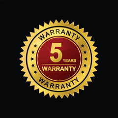 5 Year Warranty vector design illustrations