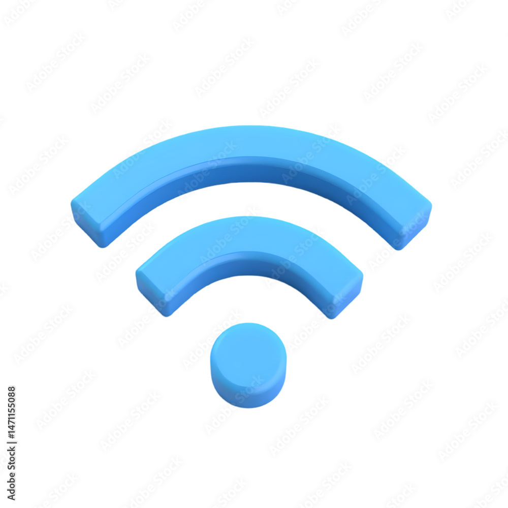 Poster 3d render of a vibrant blue wifi symbol highquality image isolated on transparent background