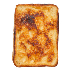 Golden Brown Toast Slice with Crispy Edges and Textured Surface Isolated on transparent background