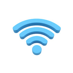 3D Wifi Symbol HighQuality Blue Wireless Icon isolated on transparent background