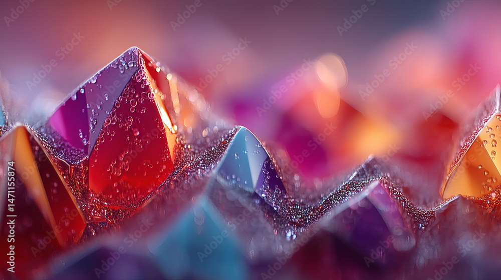 Poster dynamic abstract polygon background with glass texture digital art colorful environment close view
