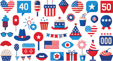 Enhance Your Holiday Designs with a Diverse Collection of Patriotic Vectors Depicting Classic American Imagery