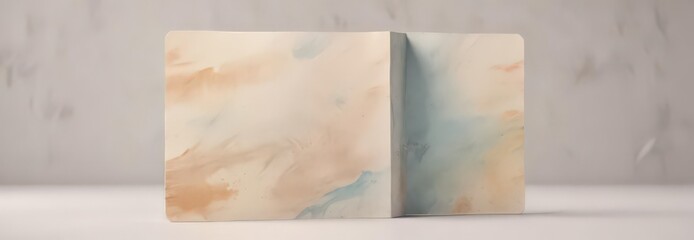 Simple modern bifold, subtle watercolor wash background,  watercolor,  calm