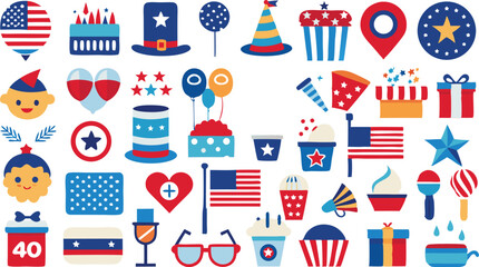 Celebrate Cinco de Mayo with a Collection of Red Outline Vector Icons Representing Mexican Cultural Elements