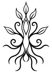 Artistic Root Flourish on White Background