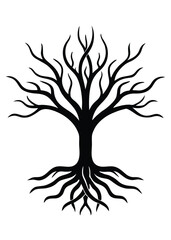 Dark Tree Roots Icon on White Background
