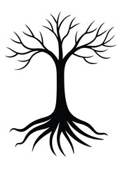Fototapeta premium Decorative Tree Roots Vector on White Background
