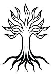 Exposed Tree Roots Icon on White Background