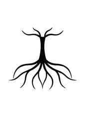 Exposed Tree Roots Icon on White Background