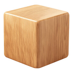 Natural Wood Block with Smooth Grain for Decorative Uses or Crafts Isolated on transparent background