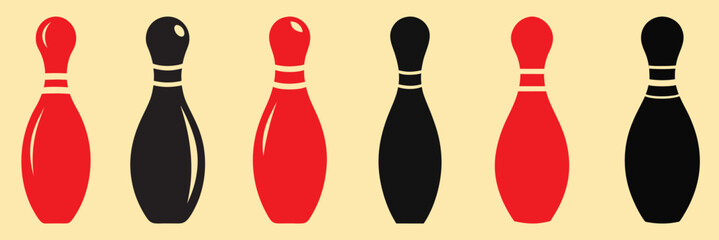 Bowling pins silhouette, Bowling pins clip art, bowling ball and pin vector style with white background