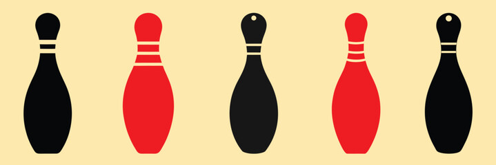 Bowling pins silhouette, Bowling pins clip art, bowling ball and pin vector style with white background
