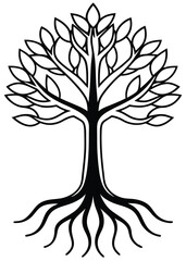 Hand Drawn Tree Roots Icon on White Background