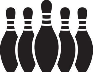 Bowling pins silhouette, Bowling pins clip art, bowling ball and pin vector style with white background