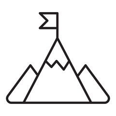 Target achievement icon. Mountain peak target icon. Icon symbol of goal, success, aim, win, victory. Vector illustration.
