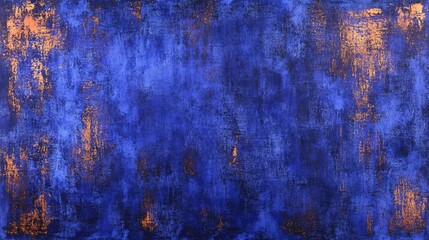Grunge texture background in deep indigo paired with copper highlights showcasing tarnished and oxidized finishes