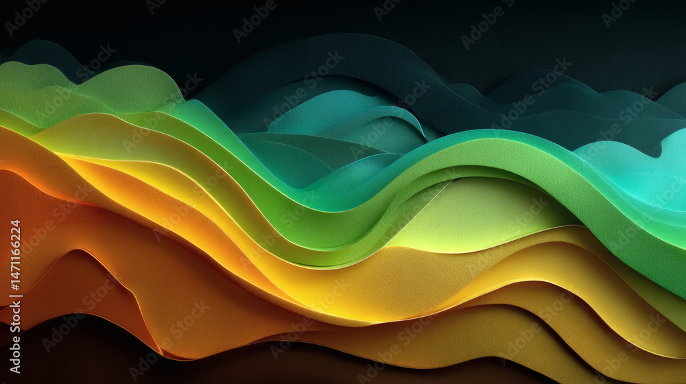 Poster dynamic gradient wave background featuring organic shapes abstract art modern design digital creatio