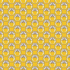 Honey Jar Pattern Yellow Background