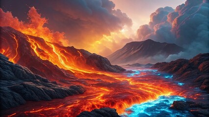 A Vibrant Mix of Metallic Hues Resembling Molten Lava Flow