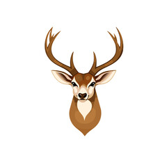 Naklejka premium Elegant deer head with majestic antlers and a calm expression on a white background 