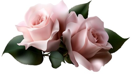 Two Delicate Pink Roses in Full Bloom, a Symbol of Love and Elegance